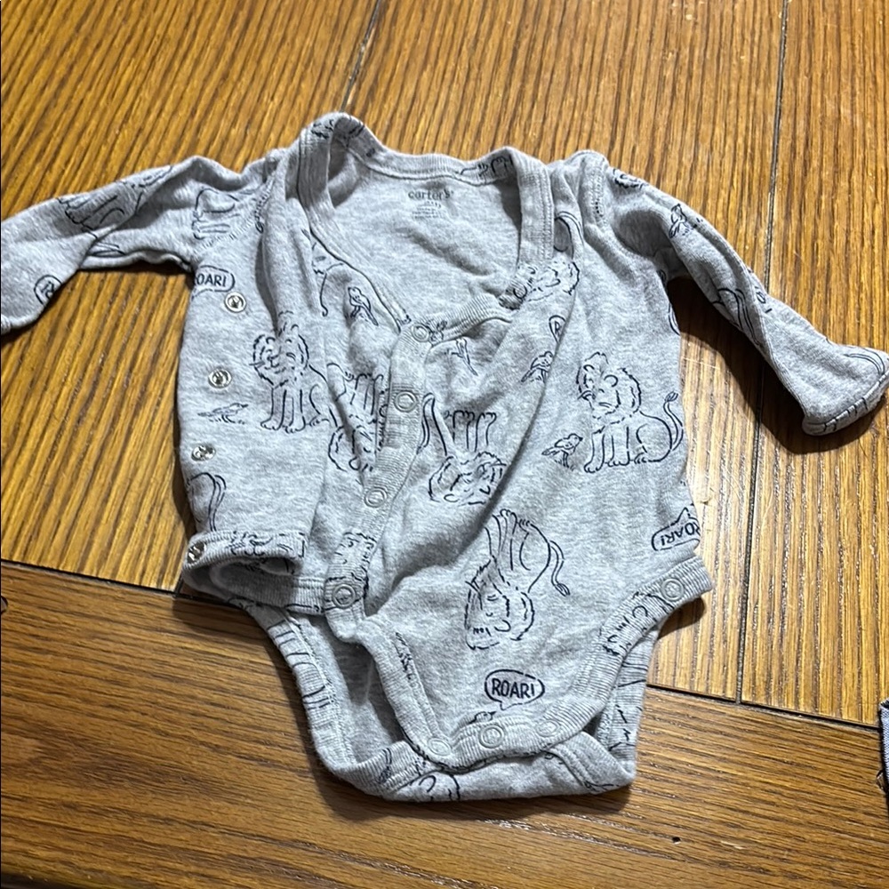 Gray Lion Print Kids One Piece